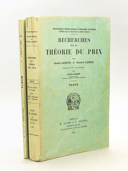 Recherches sur la Théorie du Prix (2 Tomes - Complet) …