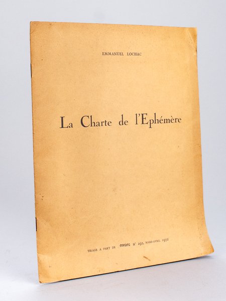 La Charte de l'Ephémère [ Edition originale ] | Immagine principale