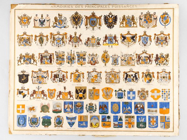 Armoiries des Principales Puissances [ Représentant 76 blasons en couleurs …