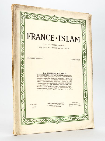 France-Islam. Revue Mensuelle illustrée des Pays de l'Orient et de …