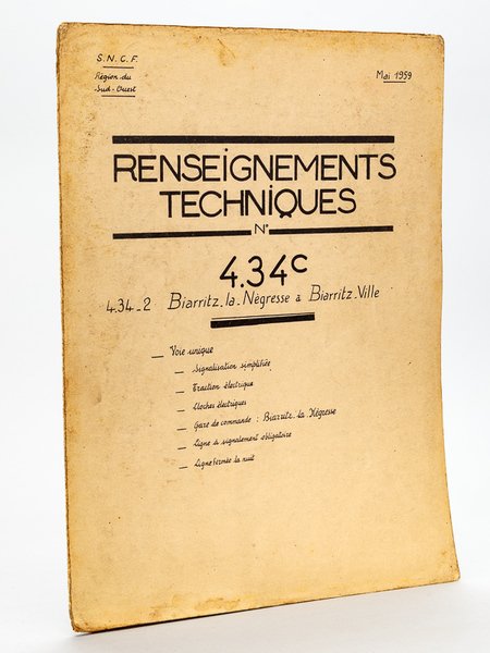 Renseignements techniques N° 4.34 C 4.34 2 Biarritz la Négresse …