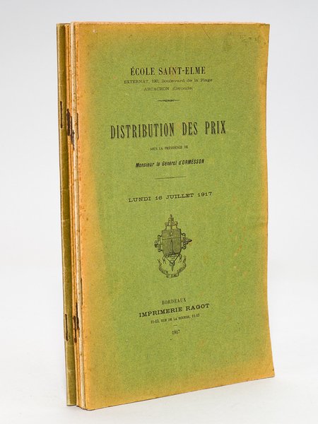 Ecole Saint-Elme. Distribution solennelle des Prix. Années 1913, 1914, 1915, …