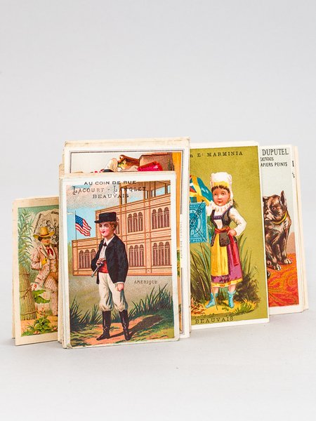 Lot de 85 chromos publicitaires anciens (vers 1880) de magasins …