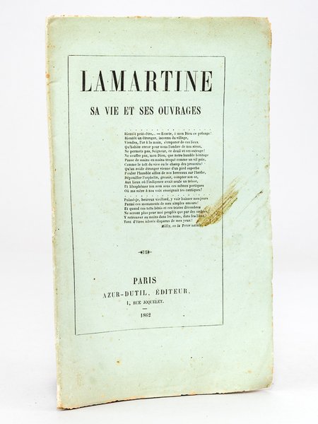 Lamartine, sa vie et ses ouvrages [ Edition originale ] | Immagine principale
