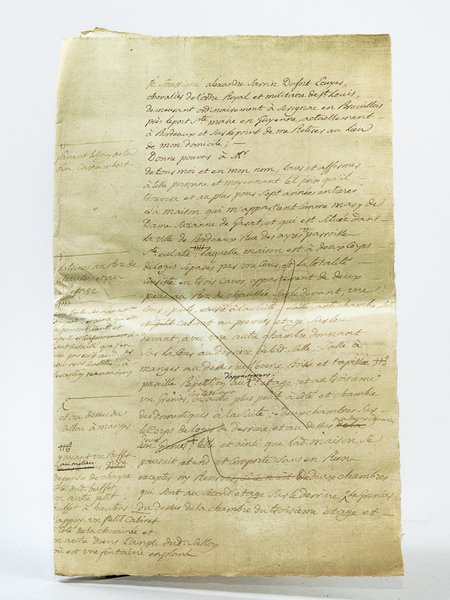 Brouillon de pouvoir juridique évoquant des propriétés louées à Bordeaux …