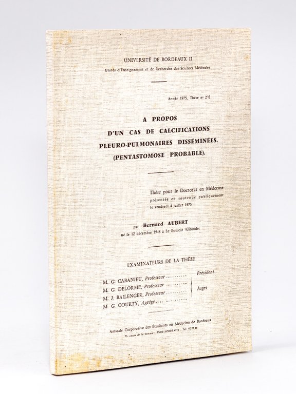 A propos d'un cas de calcification pleuro-pulmonaire disséminées (pentastomose probable). …