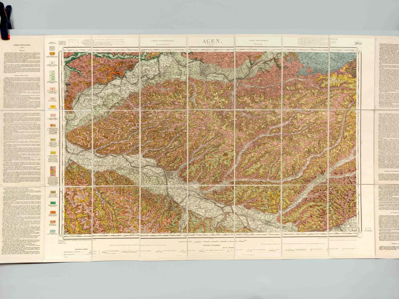 Agen. Carte topographique de l'Etat-Major. Carte géologique détaillée