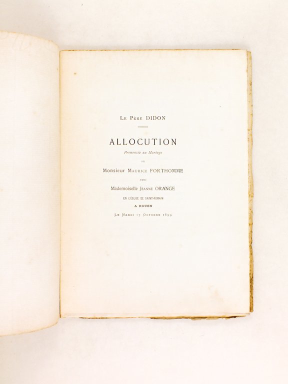 Allocution prononcée au Mariage de Monsieur Maurice Forthomme avec Mademoiselle …