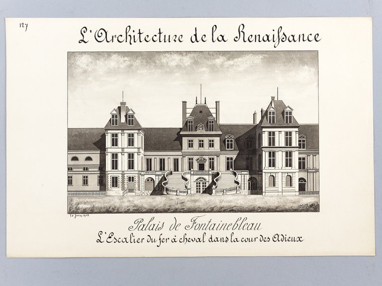 Architecture de la Renaissance. Palais de Fontainebleau. L'Escalier du fer …