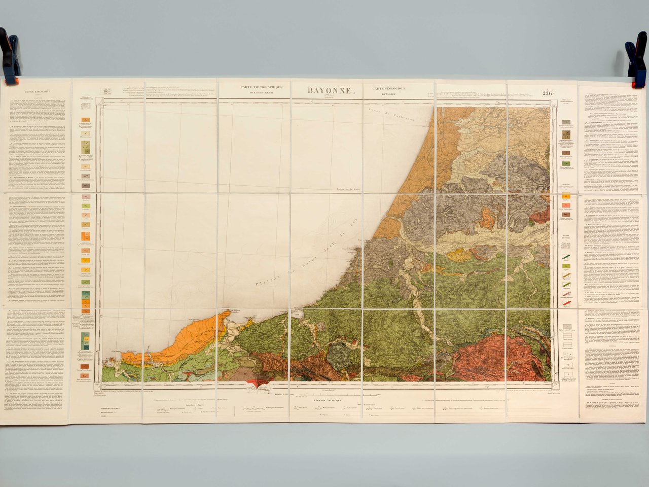 Bayonne. Carte topographique de l'Etat-Major. Carte géologique détaillée