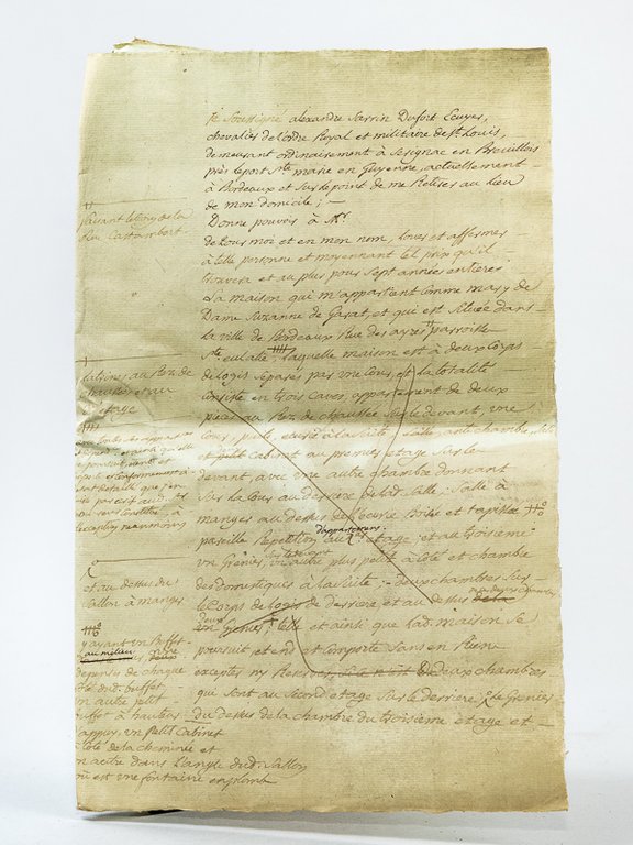 Brouillon de pouvoir juridique évoquant des propriétés louées à Bordeaux …