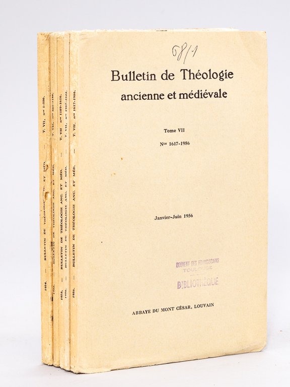 Bulletin de Théologie ancienne et médiévale. Tome VII (5 Volumes …