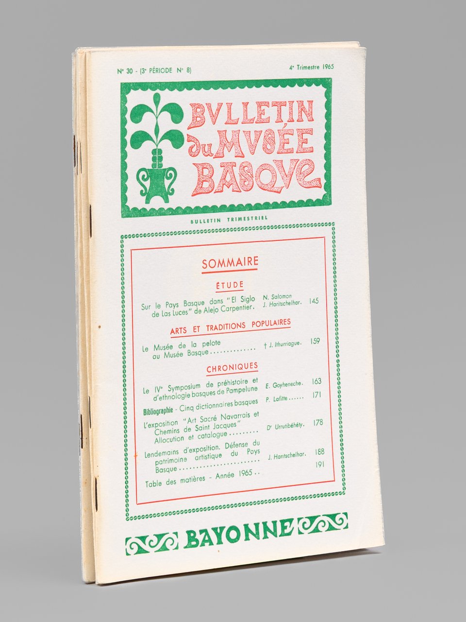 Bulletin du Musée Basque (Année 1965 complète : 1er trimestre, … | Immagine principale