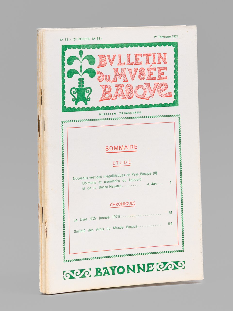 Bulletin du Musée Basque (Année 1972 complète : 1er trimestre, … | Immagine principale