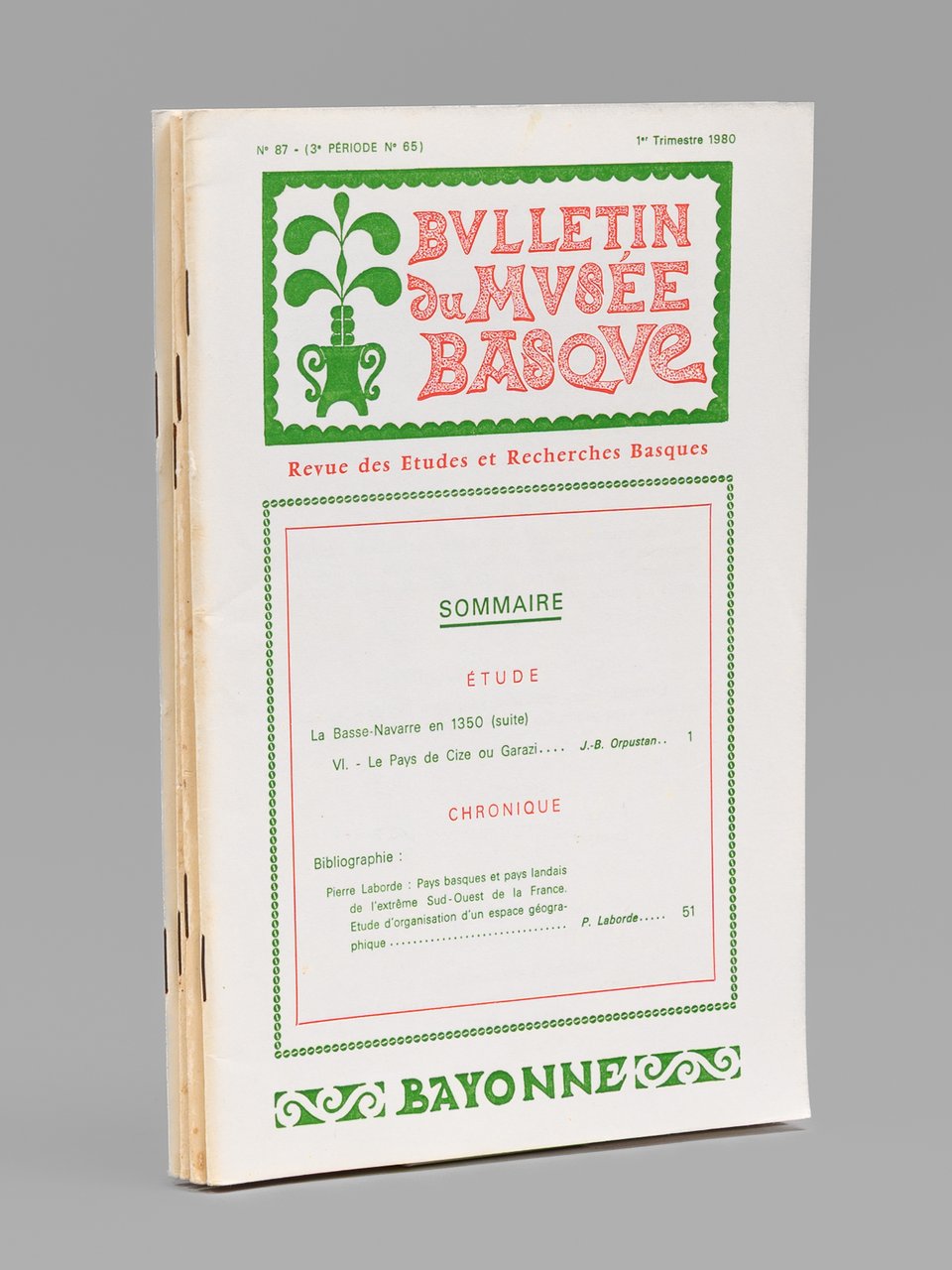 Bulletin du Musée Basque (Année 1980 complète : 1er trimestre, … | Immagine principale