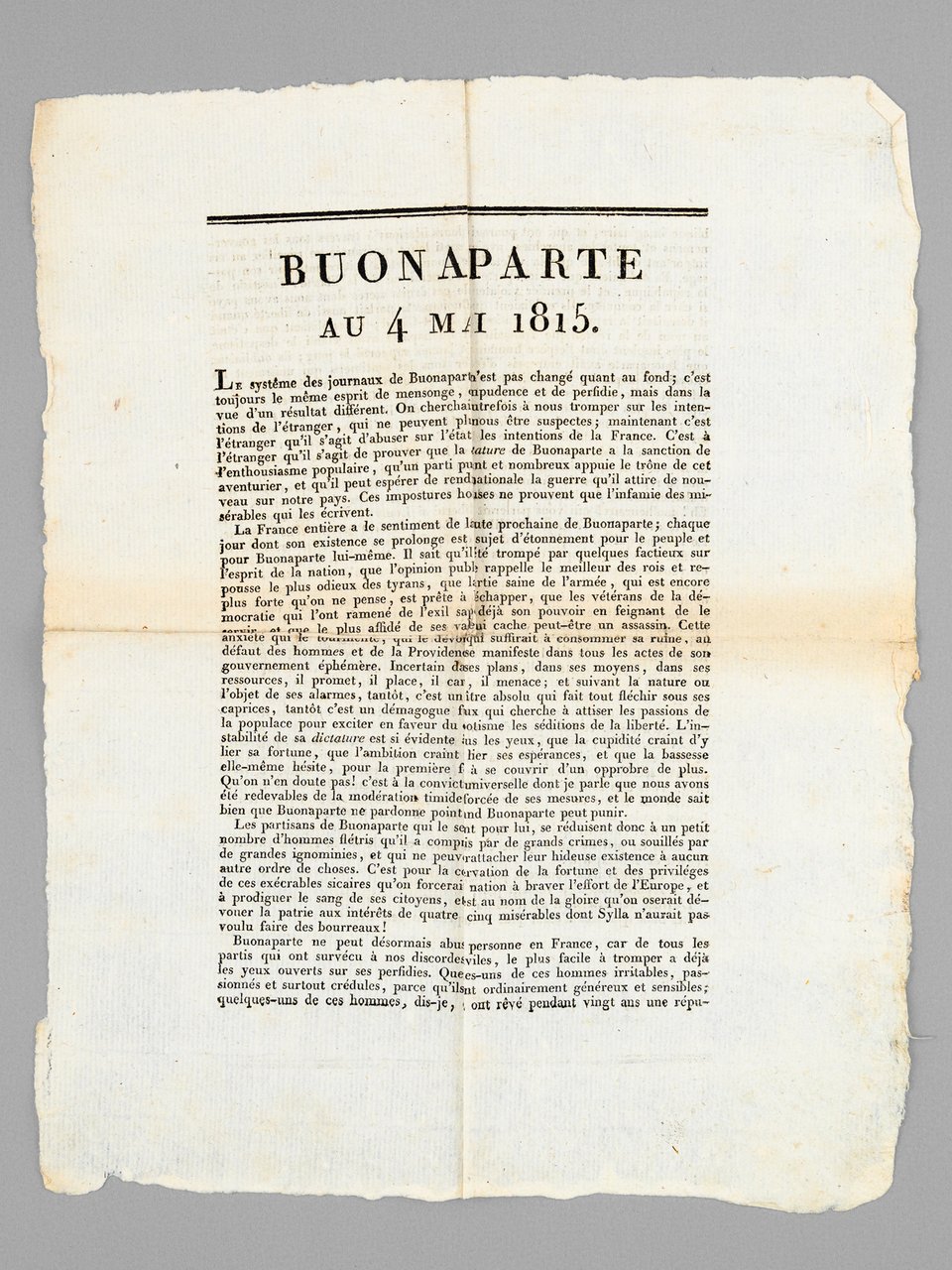 Buonaparte au 4 mai 1815. "Le système des journaux de …