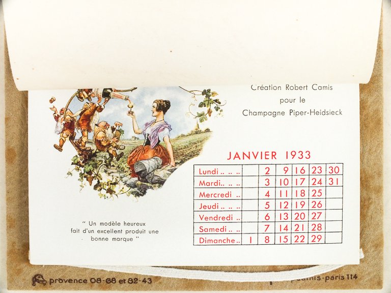 Calendrier 1933 Robert Camis Editeur d'Art Publicitaire. Avec ses meilleurs …