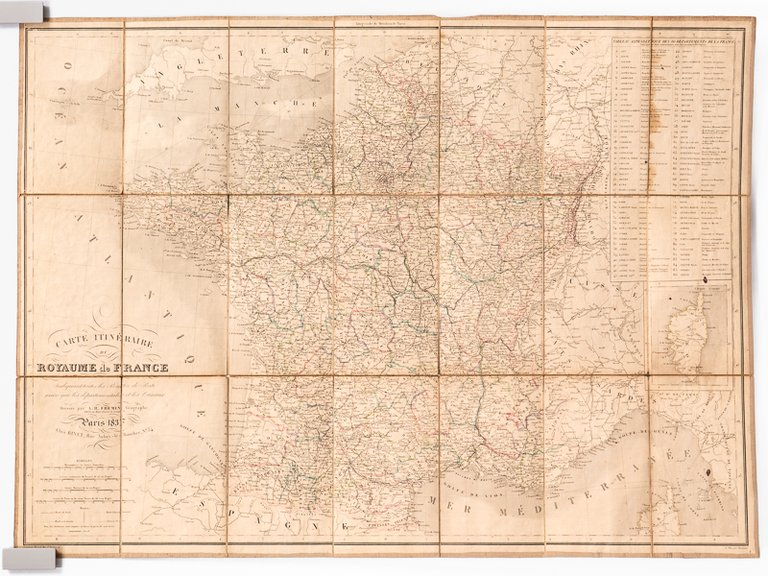 Carte itinéraire du Royaume de France, indiquant toutes les Routes …
