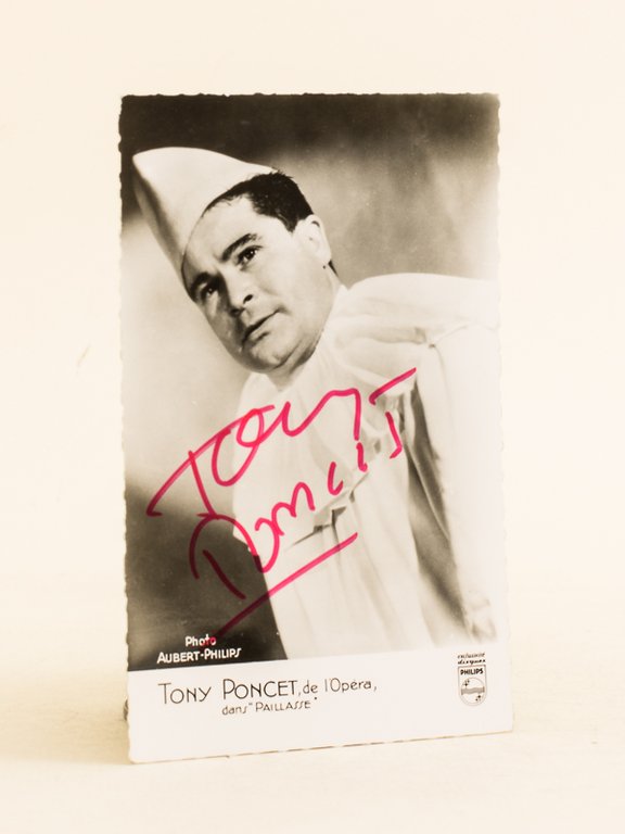 Carte photo de Tony Poncet (dans "Paillasse") dédicacée.