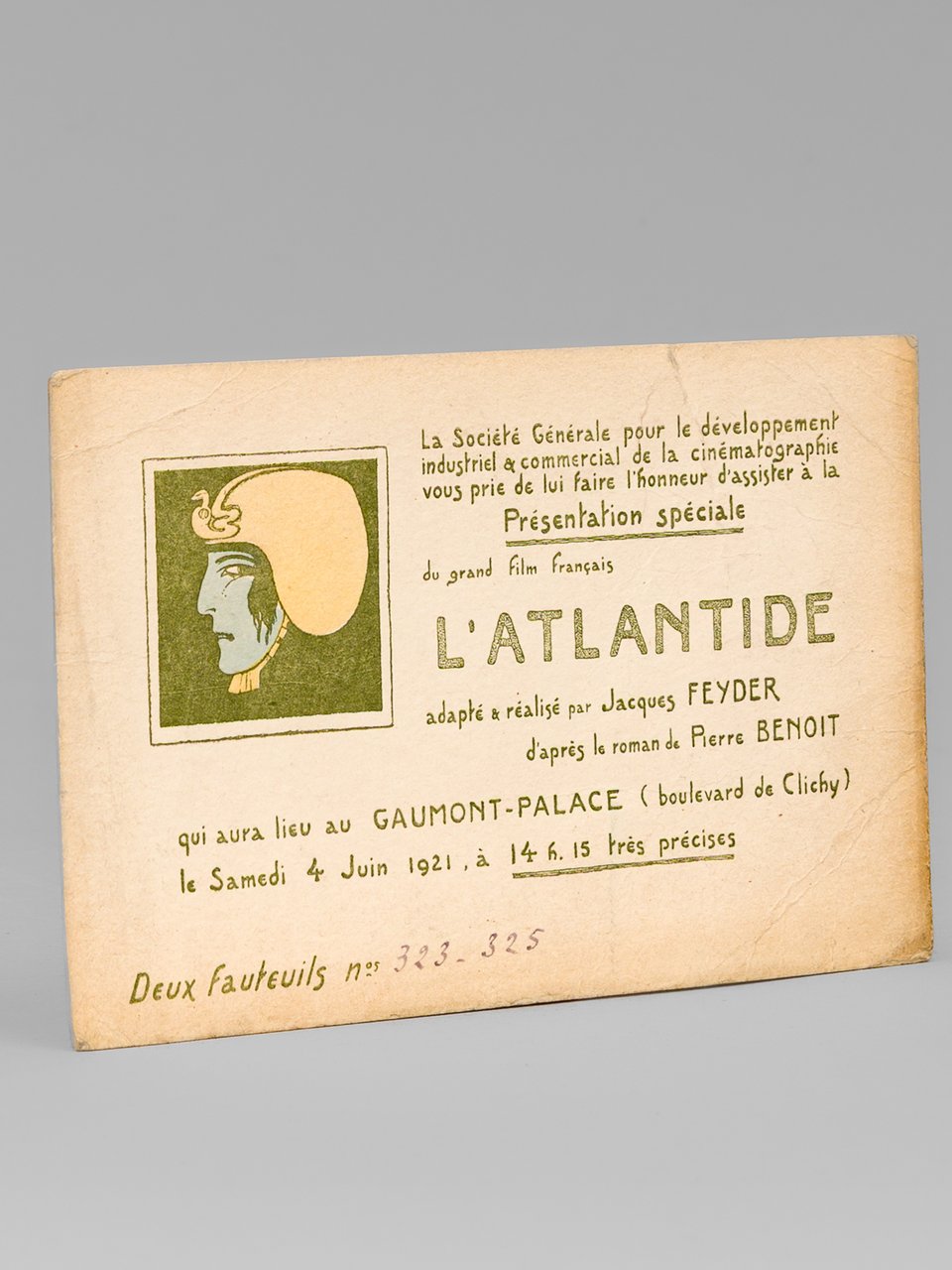 [ Carton d'invitation pour l'avant-première mondiale du film l'Atlantide ] …