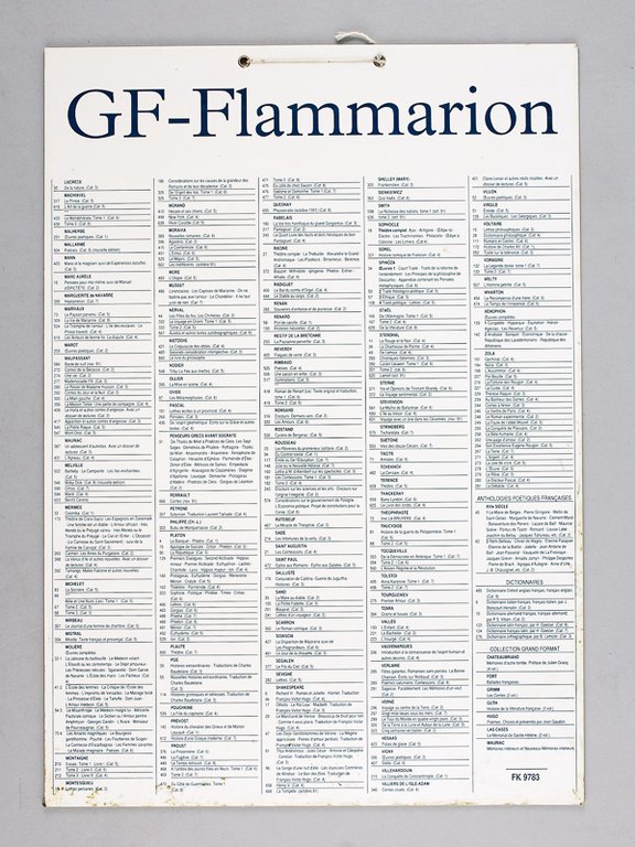Catalogue de librairie de la collection GF-Flammarion [ vers 1989 …
