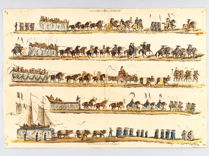 Cavalcade de 1851 à Bordeaux [ Lithographie originale ]