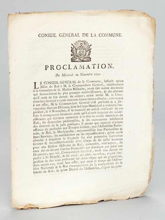 Conseil Général de la Commune. Proclamation du Mercredi 10 Novembre …