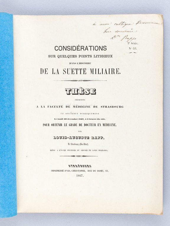 Considérations sur quelques points litigieux dans l'histoire de la Suette …