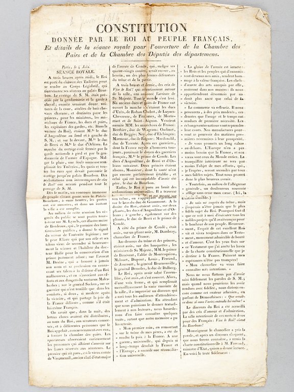 Constitution donnée par le Roi au Peuple Français, et détails …