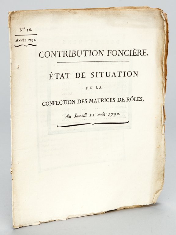 Contribution Foncière. Etat de Situation de la confection des Matrices …
