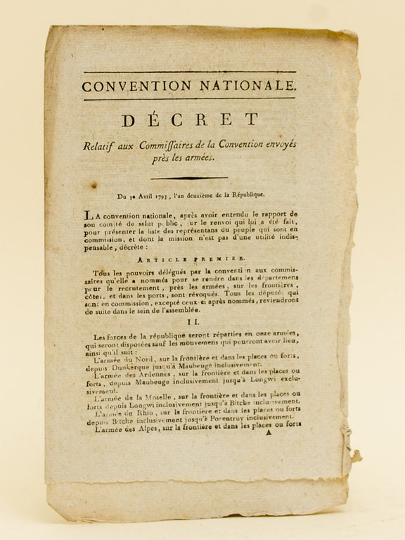 Convention Nationale. Décret relatif aux Commissaires de la Convention envoyés …