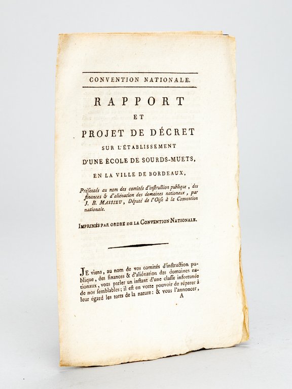 Convention Nationale. Rapport et Projet de Décret sur l'établissement d'une …
