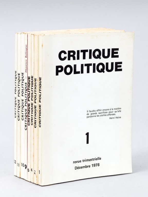 Critique Politique. Revue Trimestrielle [ Lot de 8 numéros ] …