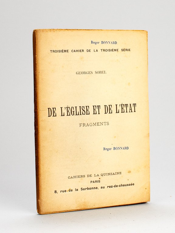 De l'Eglise et de l'Etat. Fragments [ Edition originale ]