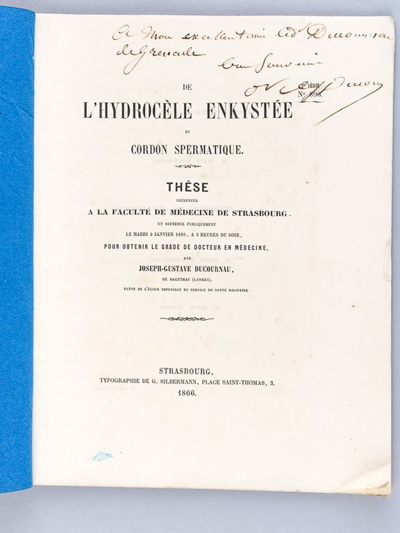 De l'Hydrocèle enkystée du Cordon spermatique. Thèse présentée à la …