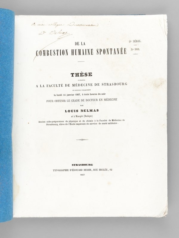 De la Combustion Humaine Spontanée. Thèse de la Faculté de …