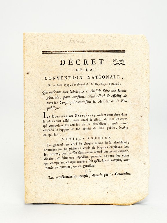 Décret de la Convention Nationale du 22 avril 1793, l'an …