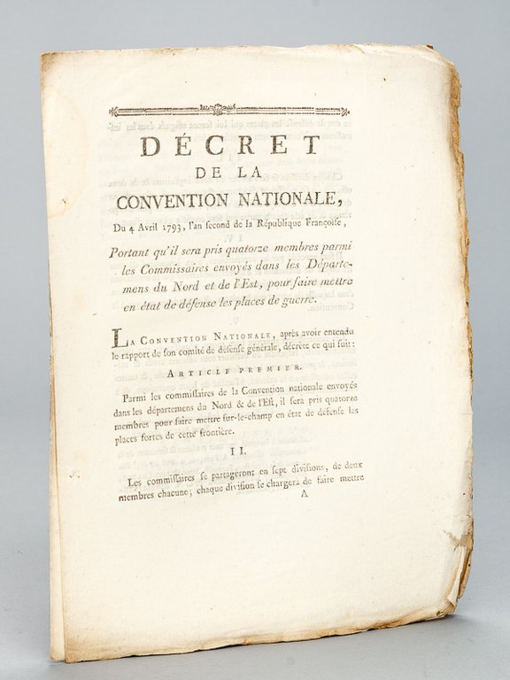 Décret de la Convention Nationale du 4 Avril 1793, Portant …