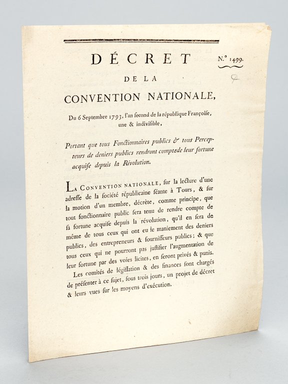 Décret de la Convention Nationale, du 6 Septembre 1793, l'an …