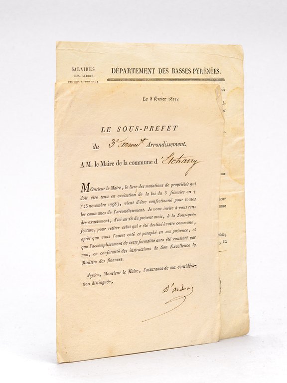 [ Deux documents relatifs à la commune d'Etcharry ] Lettre …