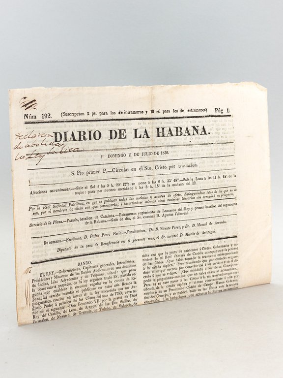 Diario de La Habana. Num. 192, Domingo 11 de Julio …