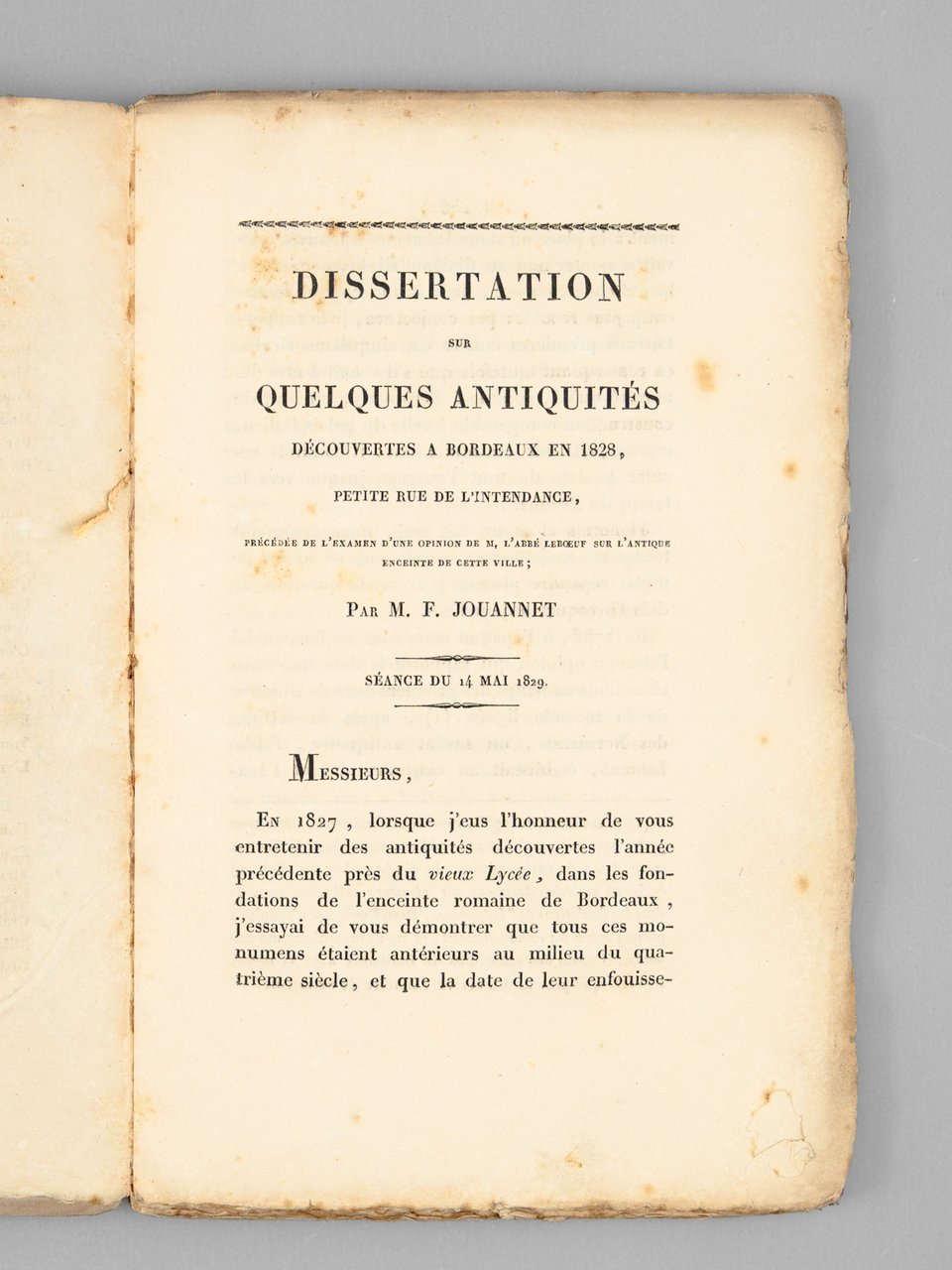 Dissertation sur Quelques Antiquités découvertes à Bordeaux en 1828, Petite … | Immagine principale