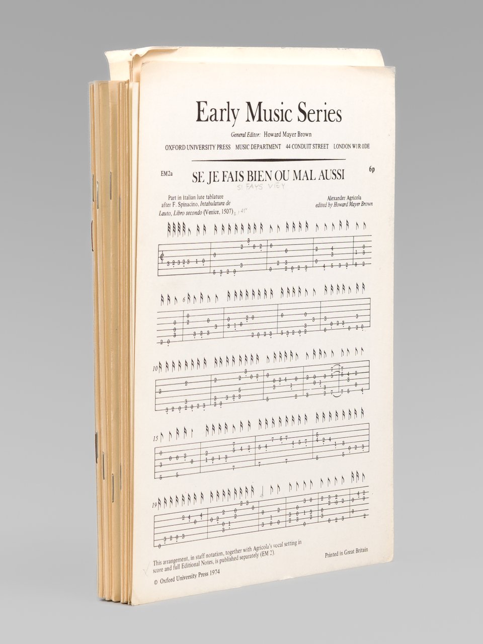 Early Music Series [ set of 18 tablatures published by … | Immagine principale