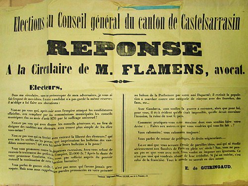 Elections au Conseil général du canton de Castelsarrasin. Réponse à …