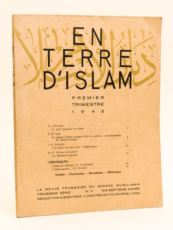 En Terre d'Islam. La Revue Française du Monde Musulman. Premier …
