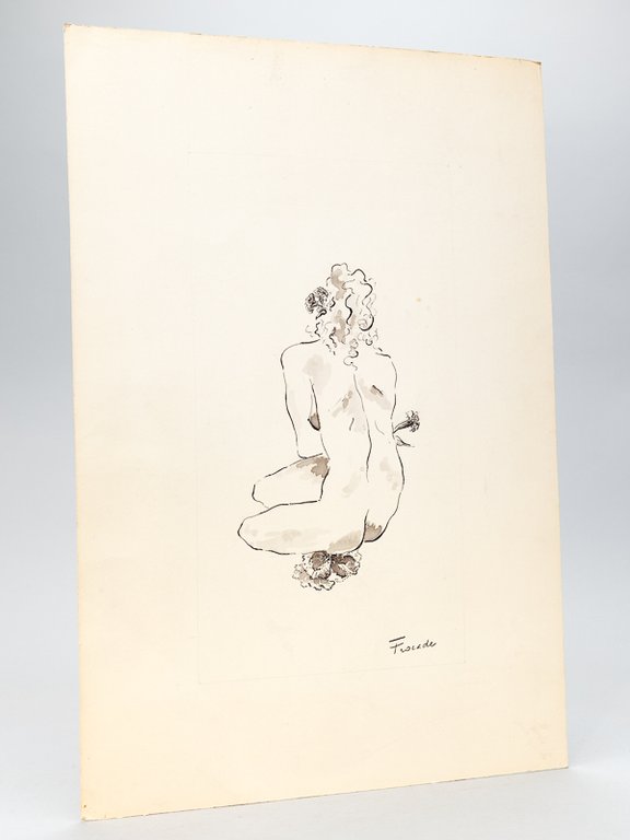 Encre et aquarelle originale : Nu féminin de dos