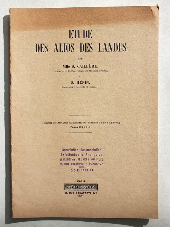 Etude des Alios des Landes.