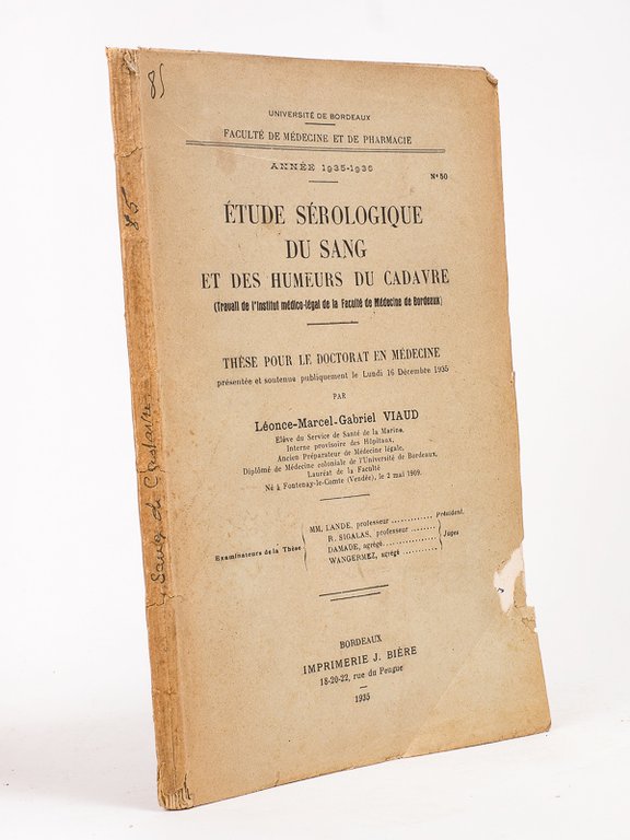 Etude sérologique du sang et des humeurs du cadavre. Travail …