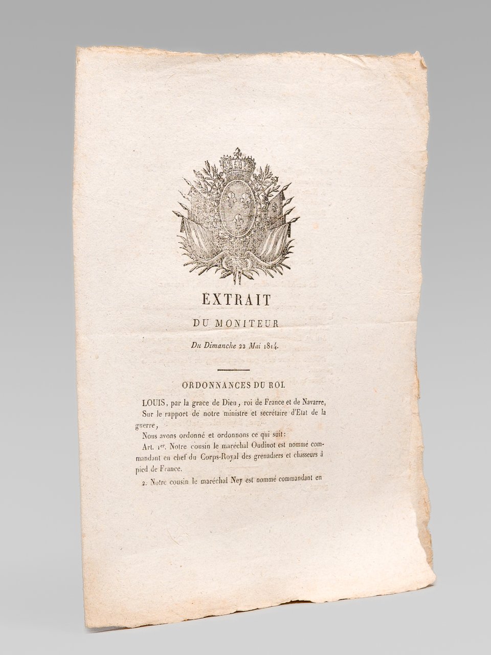 Extrait du Moniteur du Dimanche 22 Mai 1814. Ordonnances du … | Immagine principale