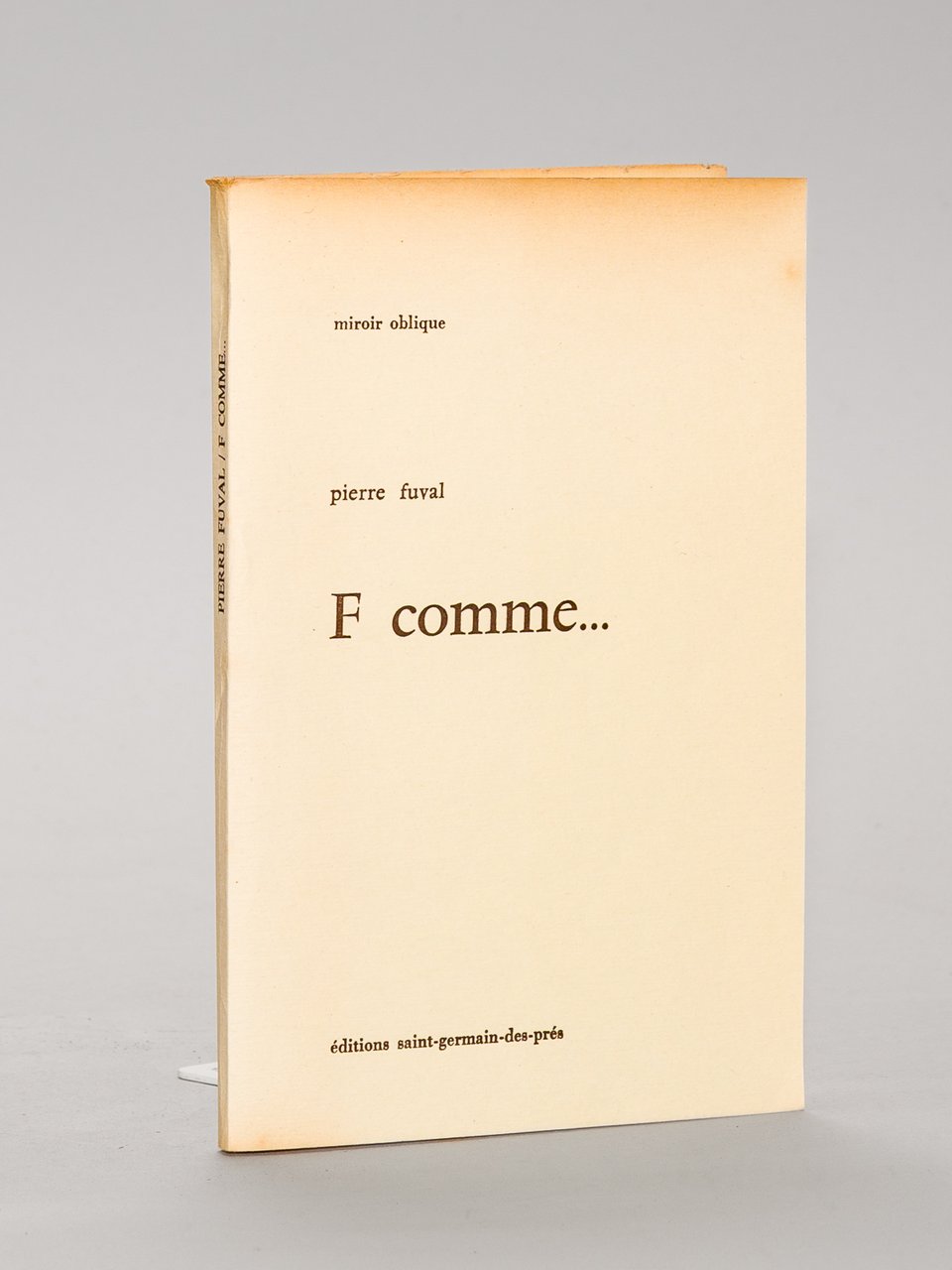 F comme. [ Edition originale - Livre dédicacé par l'auteur …
